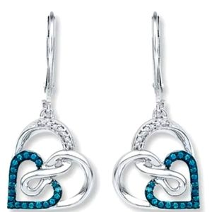 SILVER HEART / INFINITY DESIGN BLUE / WHITE TOPAZ 1 IN DANGLE
